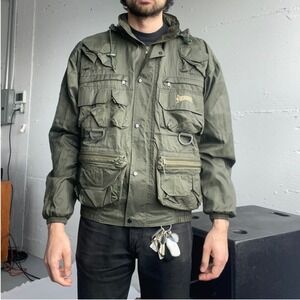 Pioneer Fishing Utility Jacket Mens Medium‎ Green Multi-Pocket Gorpcore DS270